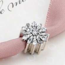 Настоящее 925 пробы серебряные мерцающие снежинки и прозрачные чешские бусины подходят для браслетов DIY Изготовление ювелирных изделий для помолвки подарок