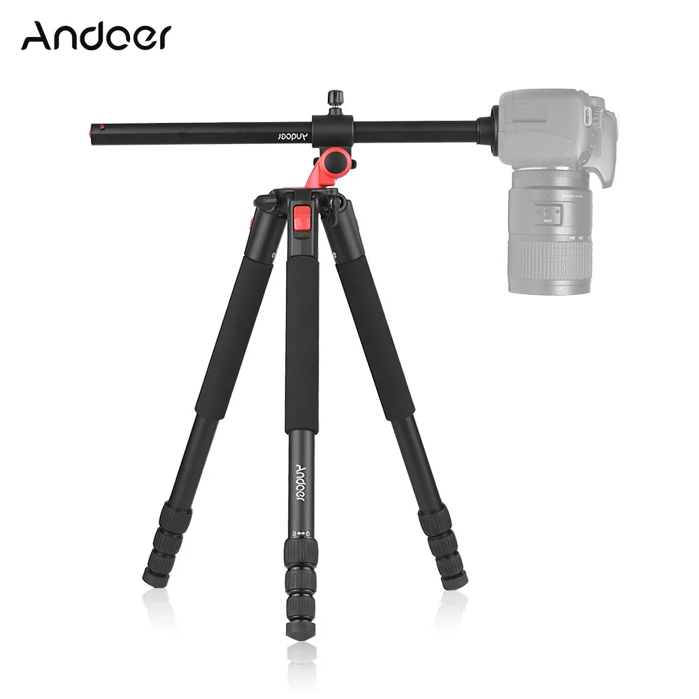 

Andoer MPT-284 Aluminum Alloy Tripod Axis Tripods Height 172cm Telescopic Bracket with Desk Tripod for Camera 4-Section Travel