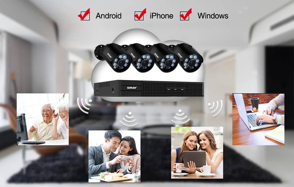 Smar H.265 4CH POE NVR Kit 1080P Security Camera System 4CH  With 2MP POE IP Camera Set CCTV Surveillance Real Plug and Play (11)