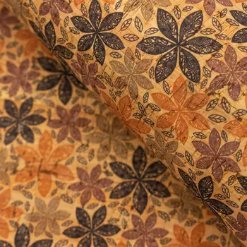 

Form Portugal Natural cork patterned orange flower leaf Geometry designs Cork Textile COF-204