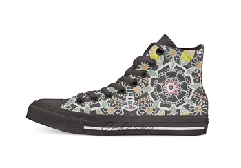 

fleur indienne High Top Canvas Shoes Flat Casual Custom Unisex Sneaker Drop Shipping
