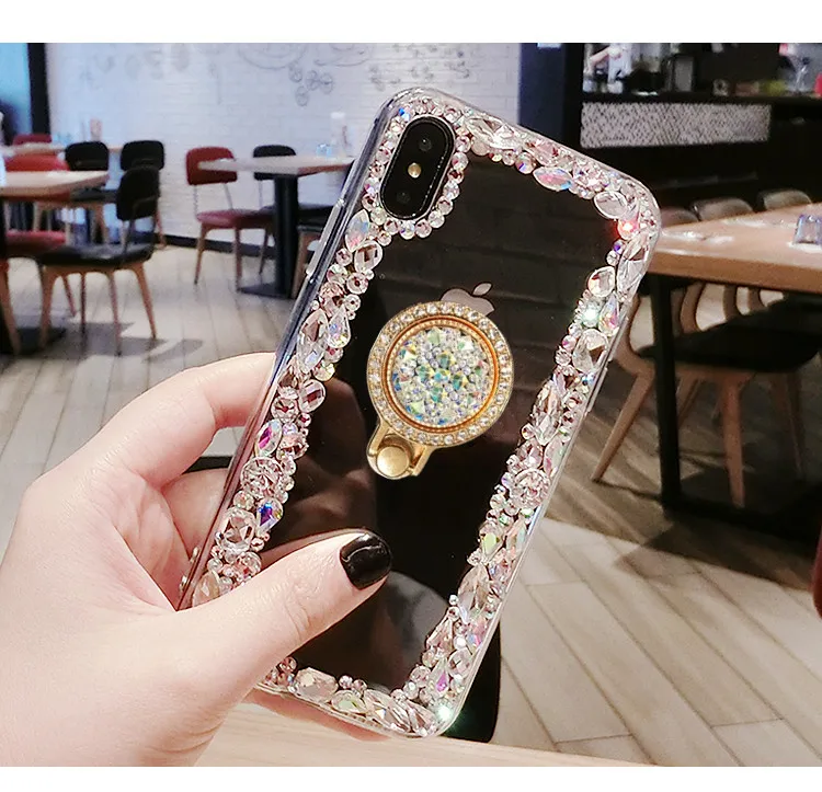 

Luxury Funds Capa Bling Ring Holders Stands Rhinestone Clear Soft Case Cover For SamsungS5 S6 S7 S8 S9 S10 PLUS Note9 8 5 Coque