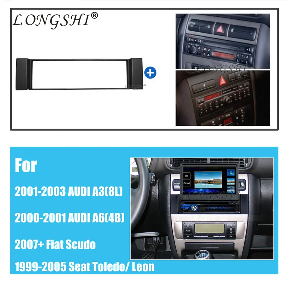 Один Din фасции для FIAT Scudo AUDI A3(8L) A6(4B) сиденье Toledo Leon радио CD DVD стерео панель приборная панель отделка комплект рамка пластина 1d