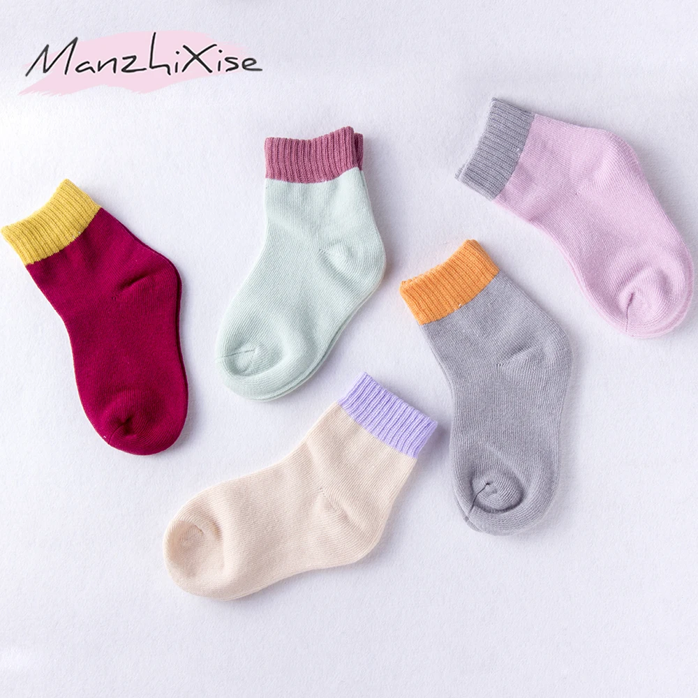 5pairs=1lot New Spring Autumn Children Socks Cotton Five Colors Solid ...