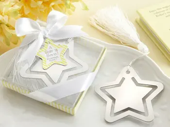 

Free shipping GIFT A "Star is Born!" Metal Bookmark White-Silk Tassel Christening / Baby Shower 50pcs