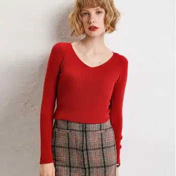

Litvriyh cashmere sweater women sweaters and pullovers sexy V-neck long sleeve knitted female pullovers jumper pull femme slim