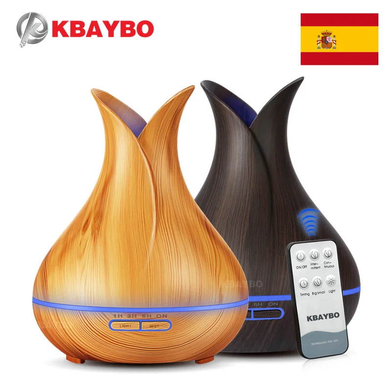 400ML Remote Control Ultrasonic Wood Grain Humidifier Aromatherapy Aroma Essential Oil Diffuser For Home Bedroom Baby