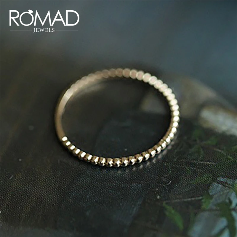 

ROMAD Exquisite Beads Ring Gold Color Simple Rings For Girls Engagement Wedding Rings For Women anillos mujer Size 5-9 R4