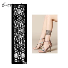 1 шт полый трафарет для татуировки хны женский трафарет на руку, на ногу, для боди-арта, в полоску, на браслете, с узором, дизайн для здоровья, трафарет для татуировки, Летний стиль, S620