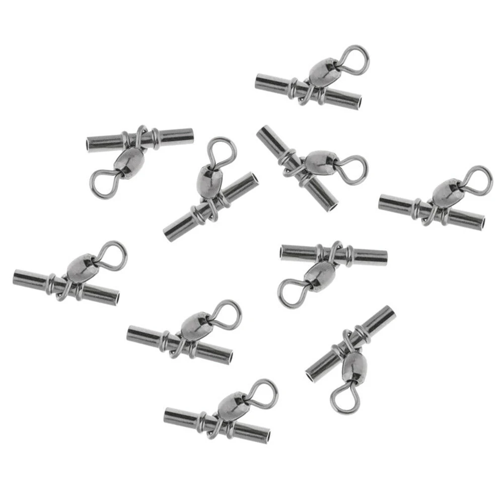 

10pcs Fishing Swivel Cross Line Crimp Snap Tool Tackle Accessories Tube Hook Solid Ring Crane Part Outdoor Sports Connector