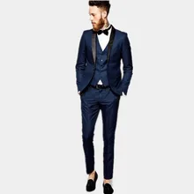Модные мужские костюмы синий последний дизайн пальто брюки свадебные костюмы смокинги на заказ костюмы жениха на заказ(куртка+ жилет+ брюки