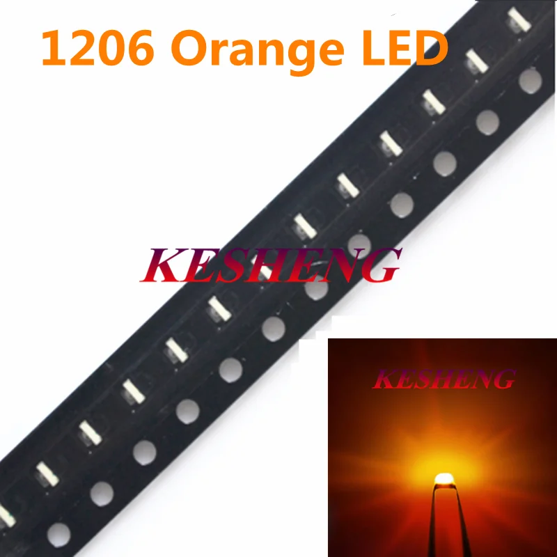 100 шт. оранжевые/Янтарные 1206 SMD SMT супер яркие светодиодные лампы светильник