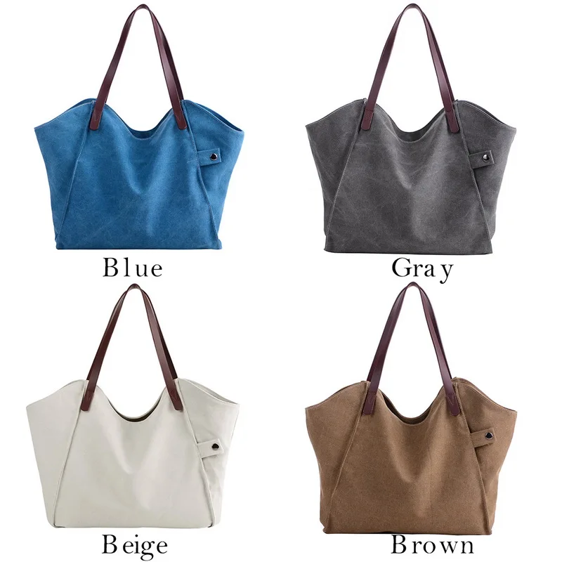 MoneRffi новая брендовая большая Повседневная Сумка-тоут с карманами, женская сумка через плечо, холщовые кожаные вместительные сумки для женщин