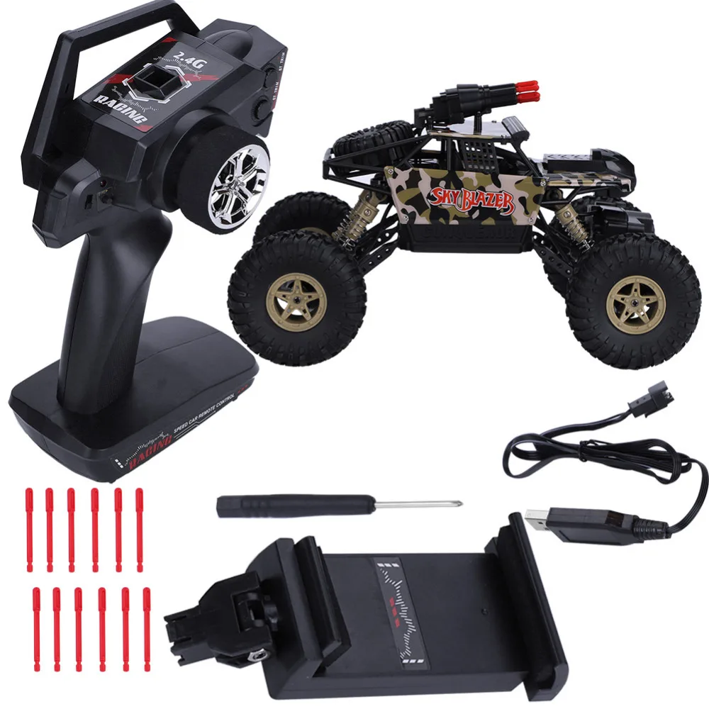 

1:18 RC Cars 2.4Ghz 4WD Wifi App Control 30W FPV Camera Military Missile Electric Car with 2CH Remote Controller