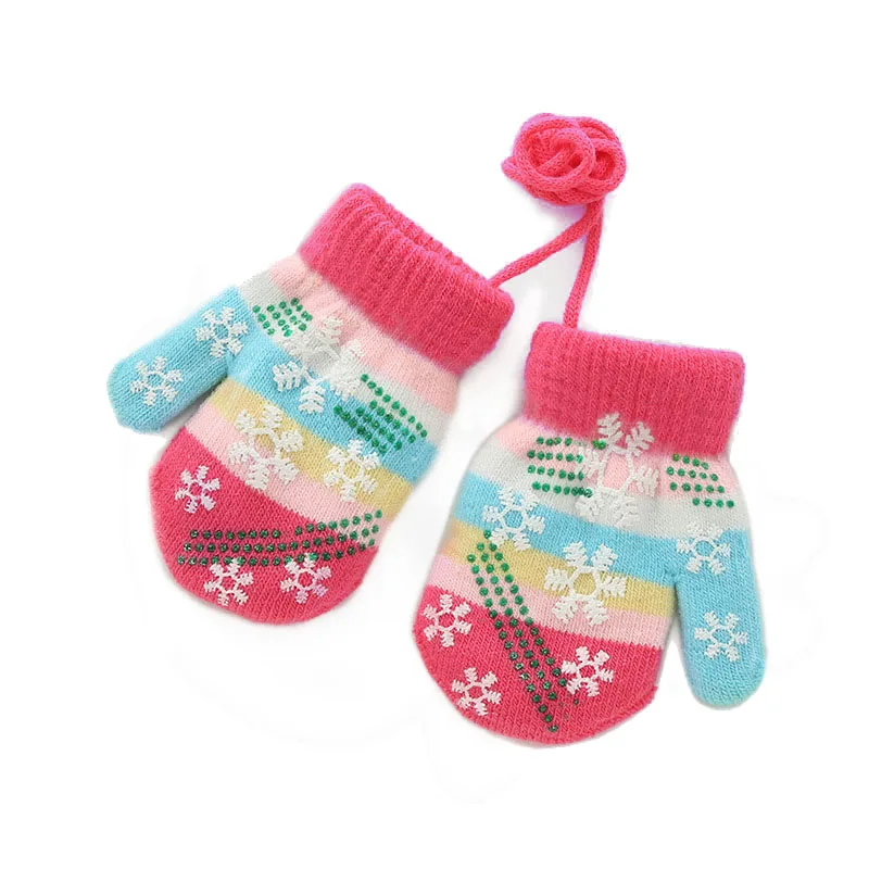 Soft Cotton Baby Boys Girls Gloves Kids Soft Snowflake Stripe Kids Mittens Autumn Winter