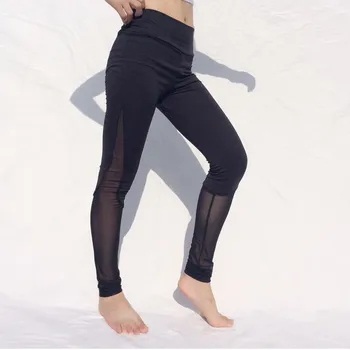 

Spring Fall Ladies Sport Leggings Trouser side Patchwork Gauze Hip-lifting Exercise Yo ga Pants Pant Gym fitness Pant 6.21