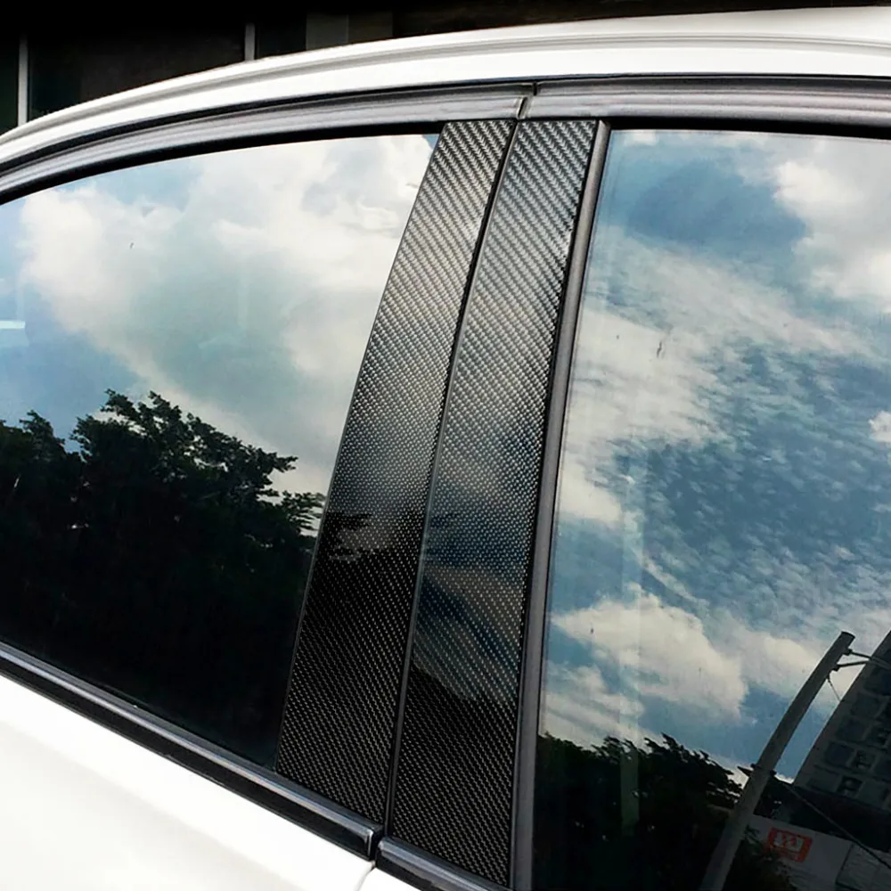 Carbon Fiber Car Window B pillars Molding Trim Car Styling Stickers For