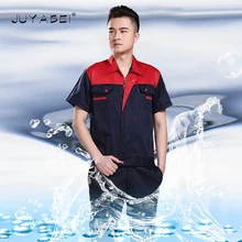 Горячая Мужская Рабочая одежда наборы из двух предметов Смешанные цвета рубашки на молнии брюки Авто Ремонт сервис наборы с карманами летняя мастерская