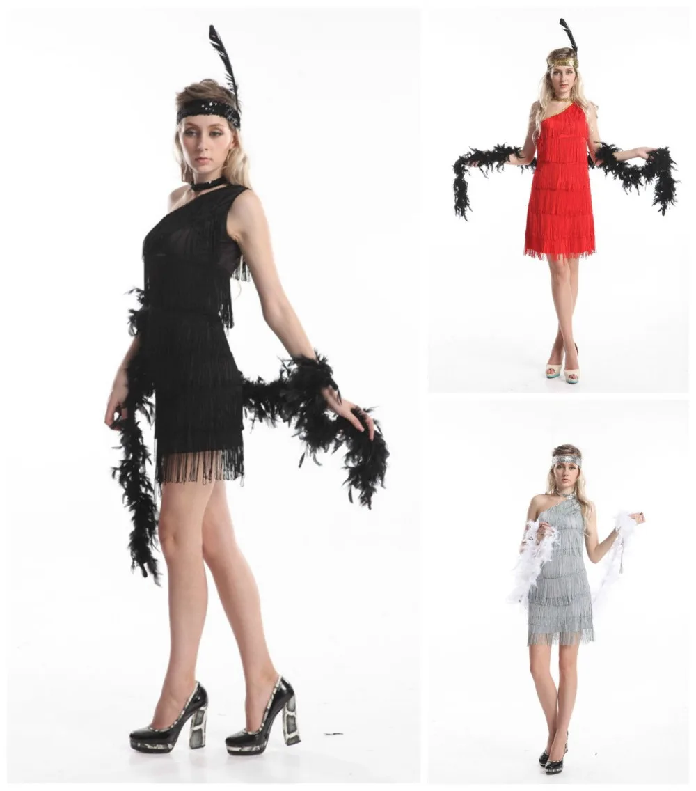 

xxxl plus size Sexy Ladies 20s 1920s Charleston Flapper Chicago Girl Fancy Dress Party Costume with boa headband feather accessy
