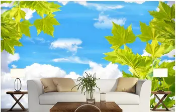 

3d room wallpaer custom mural non-woven photo The blue sky white cloud of leaves decoration painting wallpaper for walls 3 d