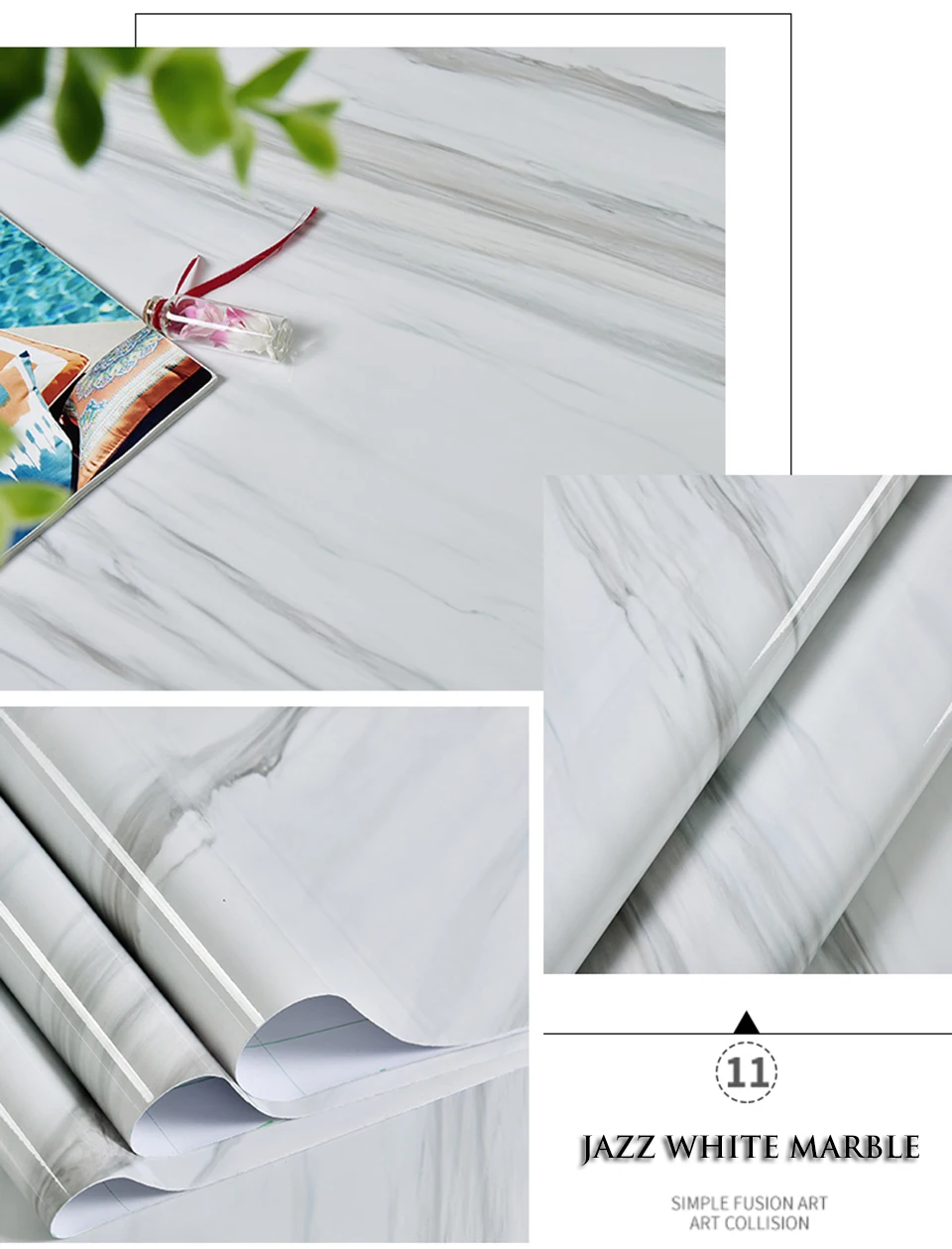 Marble Waterproof Dining Table Wall Stickers Vinyl Self Adhesive Wallpaper Decorative Film Cabinets Countertop Contact Paper DIY