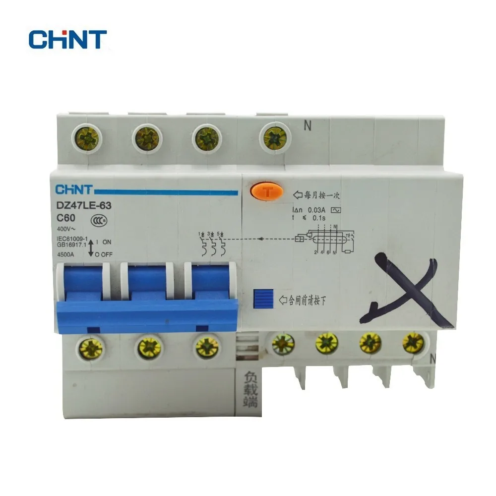 CHINT DZ47LE 63 C60 3 P 60A Pole ELCB RCD Прерыватель Цепи при утечке на землю остаточный ток|leakage