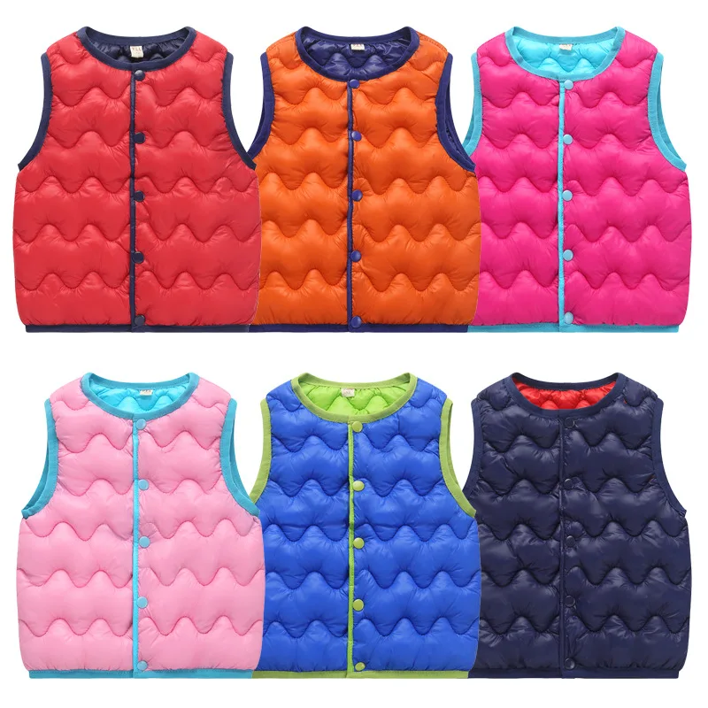 

Winter New Baby Kids Thickening Warm Waistcoats Boys Girls Down Cotton Solid Color Coats Baby Simple Fashion Waistcoat