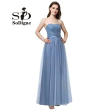 Cheap Bridesmaids Dress Blue 2017 A-line simple Formal Dress Women Wedding Lace-up Wedding Party Dresses Custom made