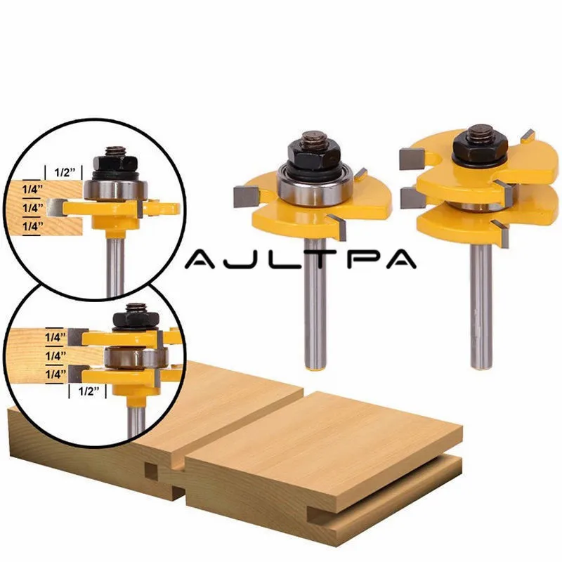 

2Pcs/Set Woodworking Milling Cutter Tool Matched Tongue And Groove Joint Router Bit 1/4" Shank Wood Drill Bit High Quality H4386