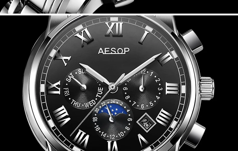 AESOP автоматические механические мужские наручные часы лучший бренд модные часы мужские водонепроницаемые мужские часы календарь Relogio Masculino