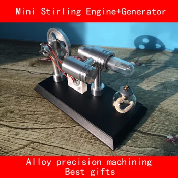 

Double cylinder alloy Precision machining mini stirling engine+Generator with LED Laboratory simulation best gifts