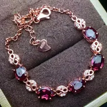 Отличающаяся хорошей устойчивостью Натуральный 5*7 мм гранатовые браслеты s925 стерлингового серебра Блестящий ювелирных украшений для женщин Свадебные натуральный фиолетовый драгоценный камень