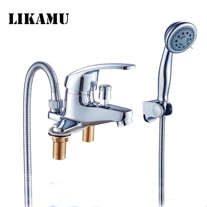 

Free Shipping Chrome Finished Basin Faucet Single Handle Two Holes Mixer Taps Basin Faucet With Hander Shower
