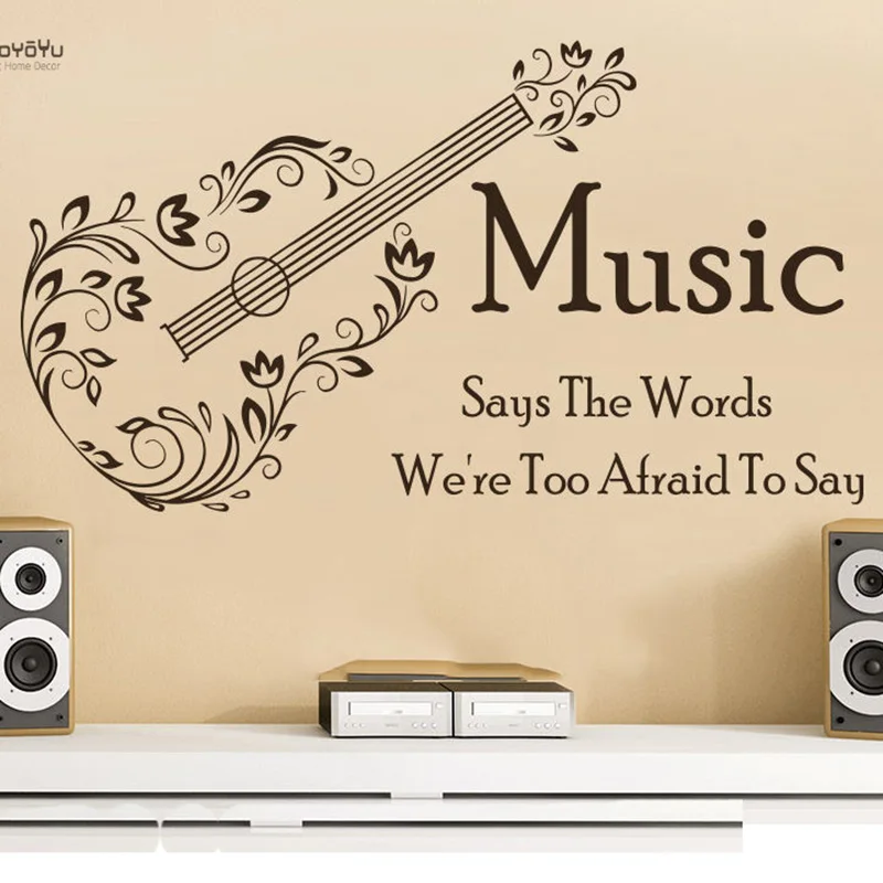 

YOYOYU Wall Decal Guitar Decoration Vinyl Removeable Quote" Music Says The Words We're Too Afraid To Say" wall sticker YO317