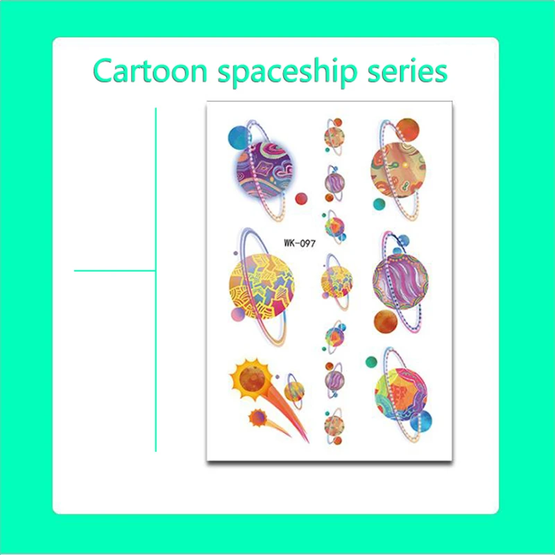 С рисунком космического дирижабль серии тату субсидий детей астронавт временная татуировка Стикеры - Цвет: 097