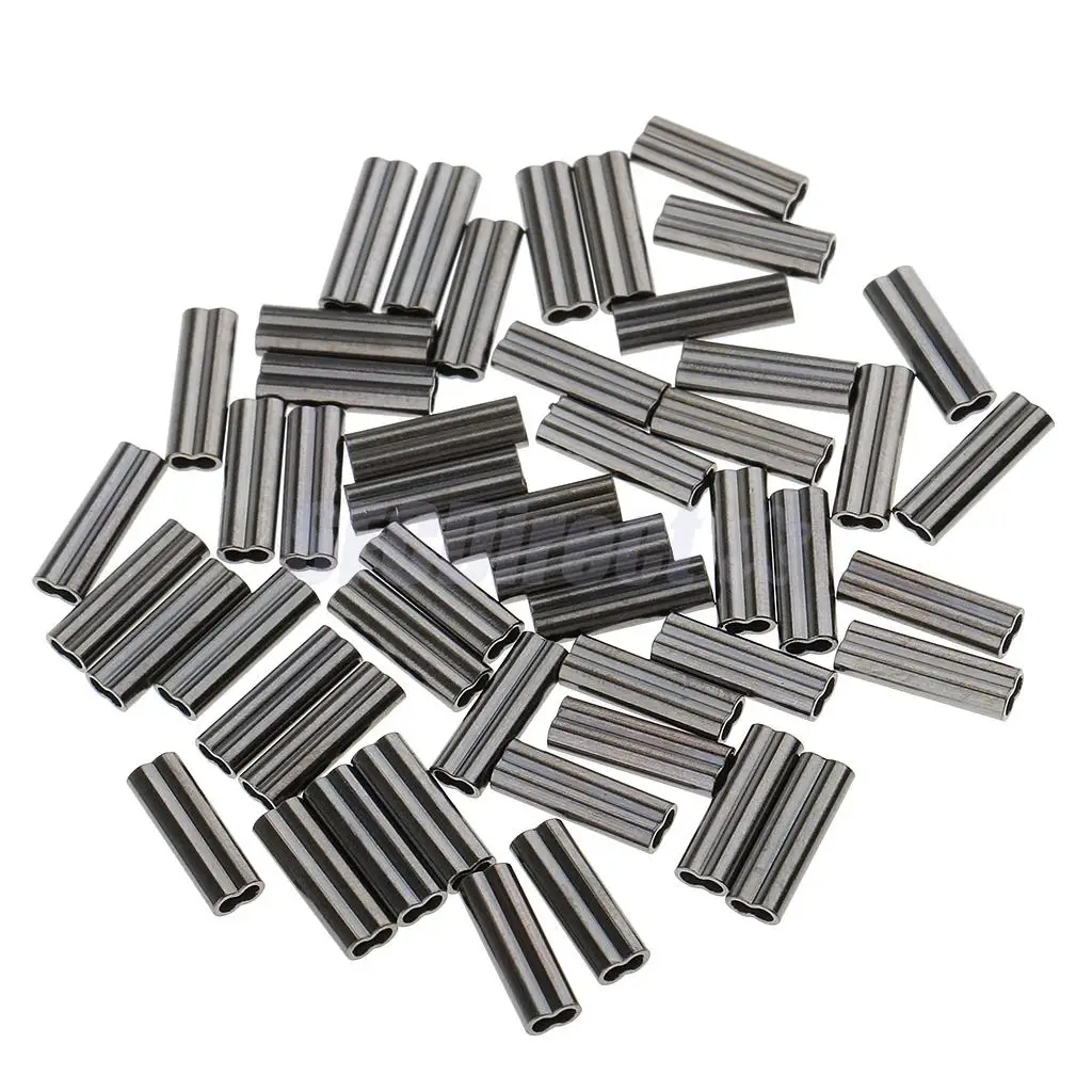 100pcs Double Barrel Copper Crimp Sleeves Fishing Crimps 1mm /1.2mm Bore