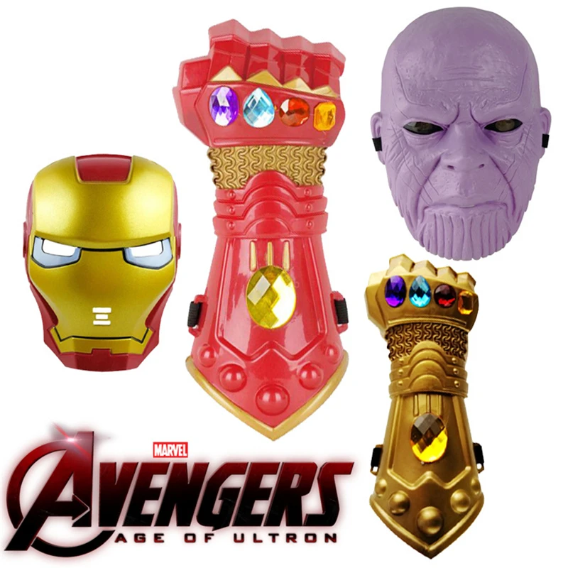 

The Avengers Alliance Anime Peripheral Endgame Thanos Mask Glove Plastic Model Toy Ironman Infinity Gauntlet Model