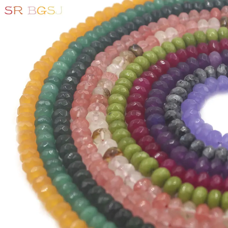 

Free shipping 5x8mm Select by Color Faceted Rondelle Gems Natural Stone Spacer Craft Loose Beads Strand 15"
