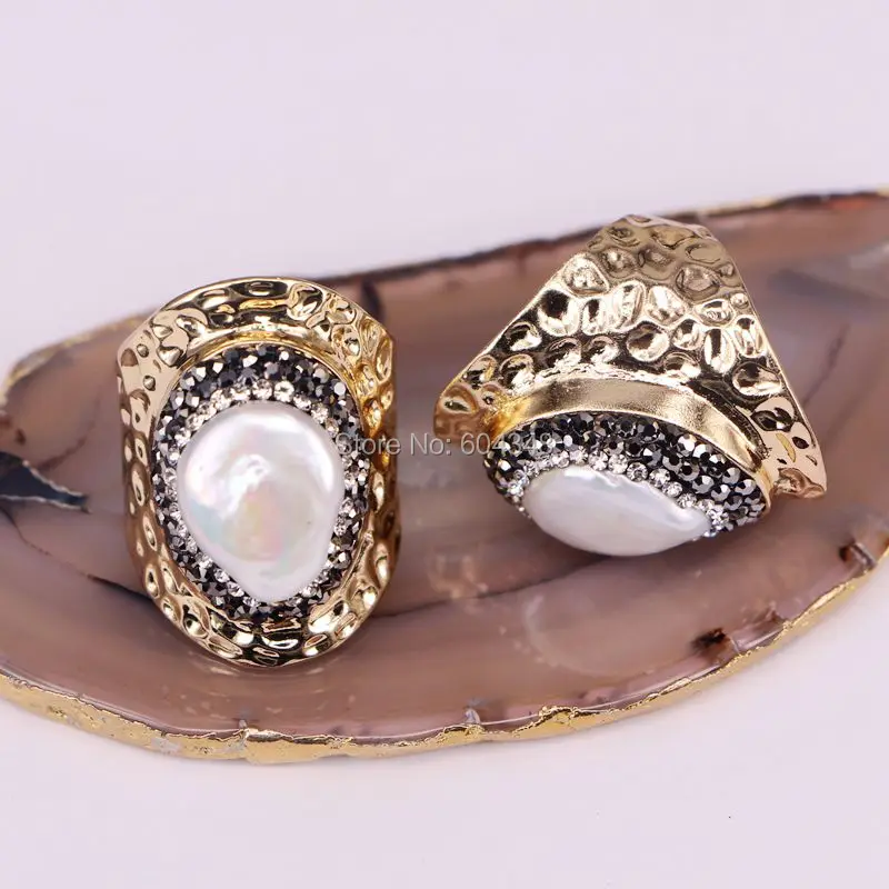 

5pcs ZYZ131-3139 Pearl Ring, Crystal Fresh Water Pearl Rings, Statement Rings, Boho Rings