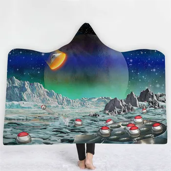 

SOFTBATFY Cartoon Galaxy Hooded Blanket Fleece Throw Blanket Dropshipping