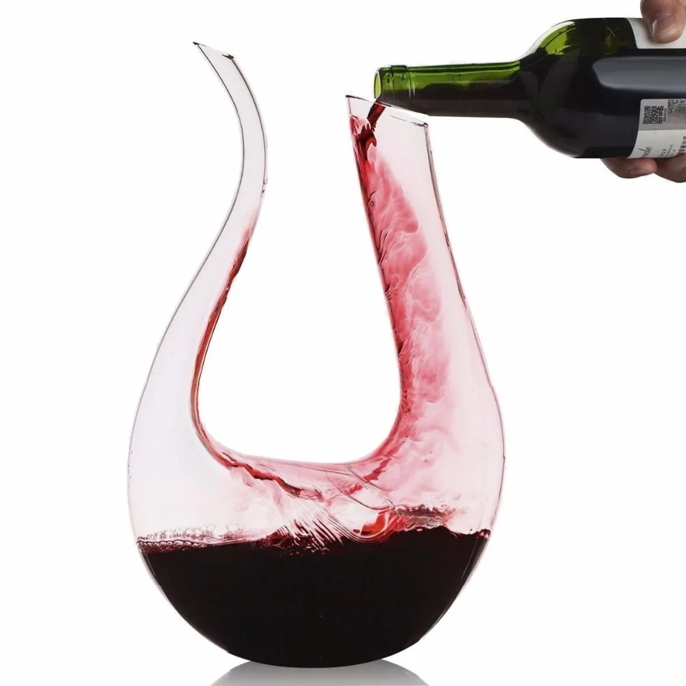 U-образный 1500 мл хрустальный стеклянный рожок Декантер для красного вина, контейнер для вина, бутылка для шампанского, стакан для питья, подарок