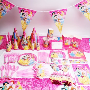 

145pcs/lot Princess Children Birthday Party Decorations Kids Evnent Party Supplies Birthday Tableware Sets Party Favors