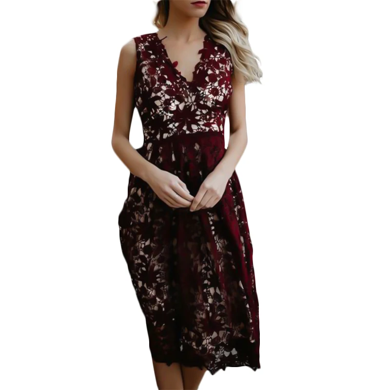 

Fashion Women Sexy Dress Deep V-neck Lace Dress Female Sleeveless Dresses Woman Party Night Boho Style Women Clothes Vestidos