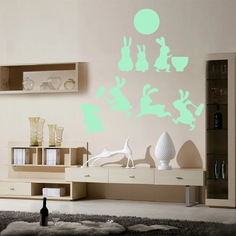 

Phosphorescent Bunny Glow In Dark Rabbit Fosforescente Wall Stickers Wallpaper Luminous Stickers Home Decor Bedroom Decoration