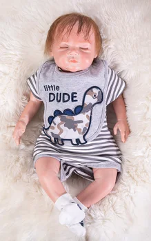 

20"cotton body silicone reborn baby boy dolls rooted hair with magnetic mouth fashion dolls for kids gift bebe alive bonecas