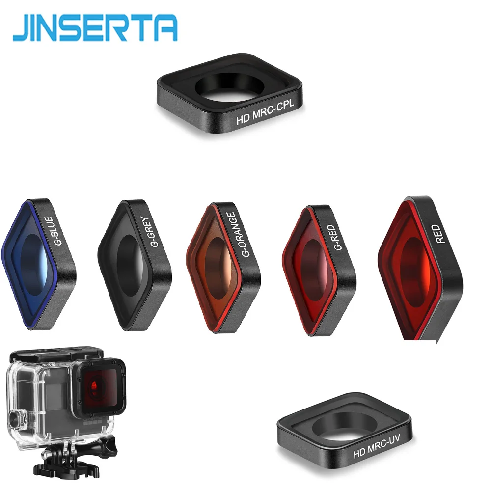 

JINSERTA CNC Aluminum HD-MRC UV CPL Red Magenta Gradient Red Orange Grey Blue Color Lens Filter Kits For GoPro 6/5