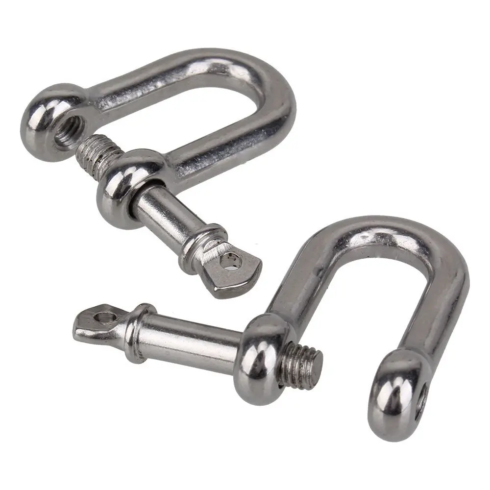 Silver Chain D Rigging Shackle For Boat 1/4" 304 Stainless Steel Dee