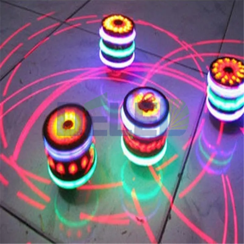 Fast Shipping Wood Colorful Flash Gyro Toys Plastics Child Spin Light