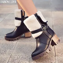 Г. Новые пикантные женские ботинки зимние ботильоны модельные ботинки для вечеринок женские зимние ботинки на толстом высоком каблуке Женская обувь Большие размеры 34-43