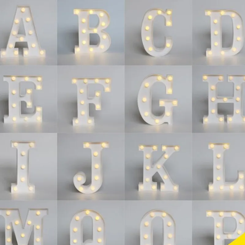 26 Cartas Led Luz Alfabeto Blanco Noche Luz Inicio Pared Colgante